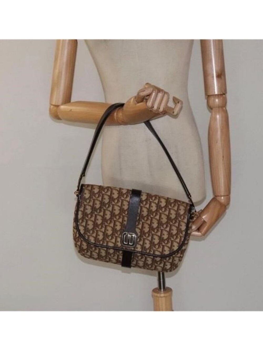 Pre- Love Brown Monogram Canvas Crossbody Bag with Dark Brown Leather Trim